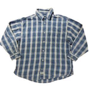 Levi's Gray Tab Blue White Plaid Shirt L 16-18 boy